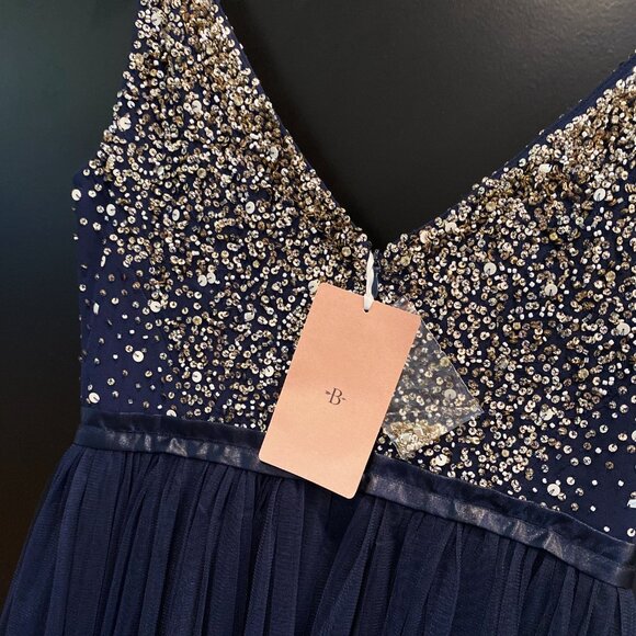 BHLDN | Frothy Beaded Tulle Avery Dress in Midnight | NWT - Picture 4 of 8